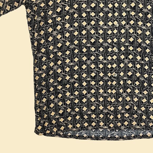 1990s XL Pierre Cardin black/beige shirt, vintage mens 90s geometric button down - Picture 8 of 8